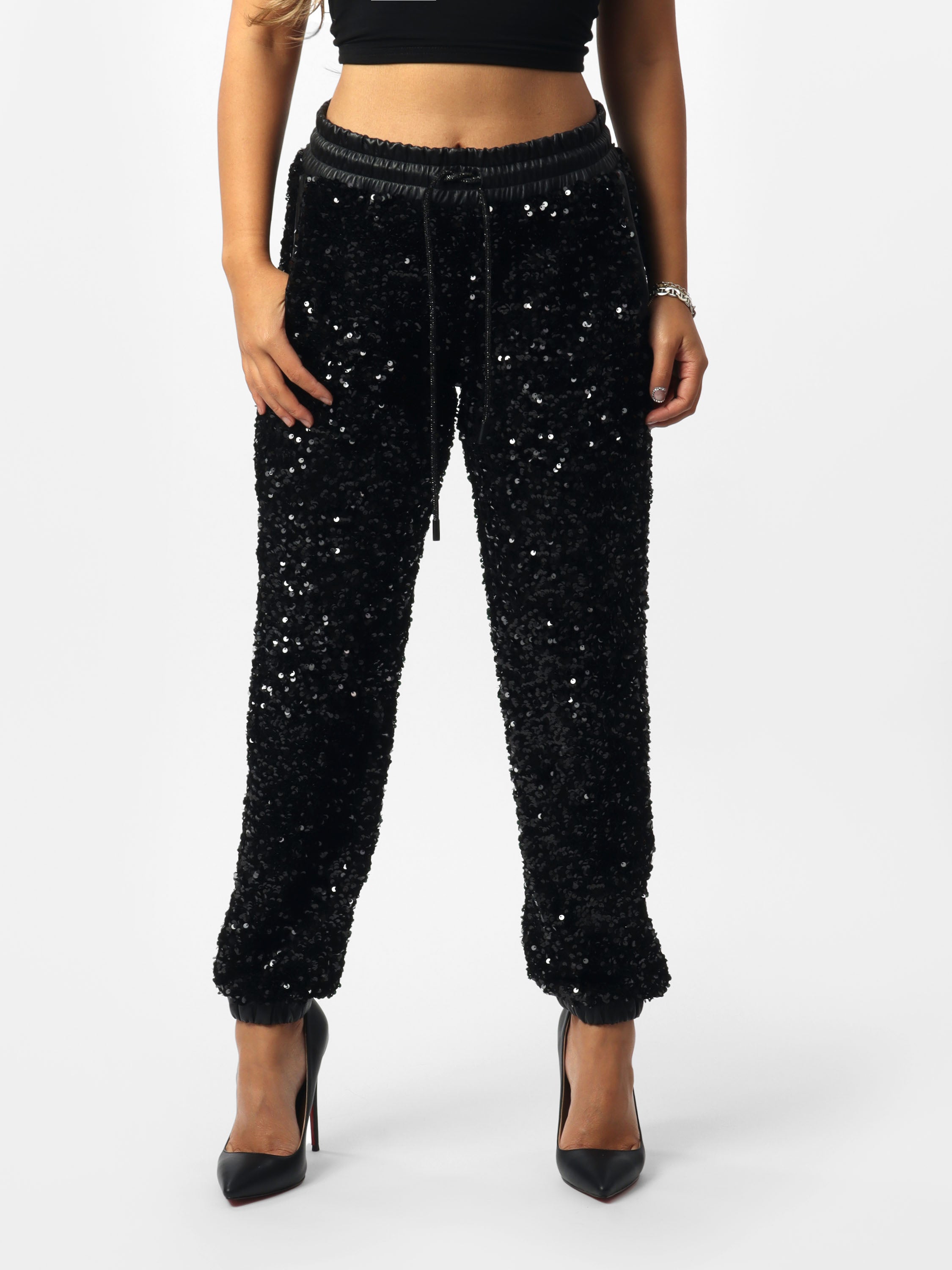 Black Sequin Joggers